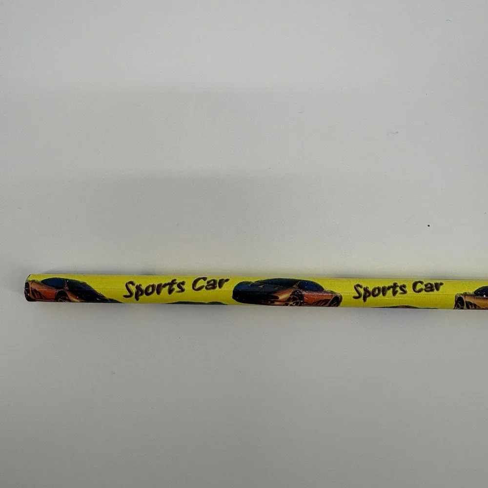Lot Of 2 Vintage Made In USA Car Pencils Unsharpened Corvette And Sports Car